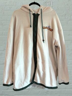 Men's Hooded Zip-Up Fleece Sweater - Cream